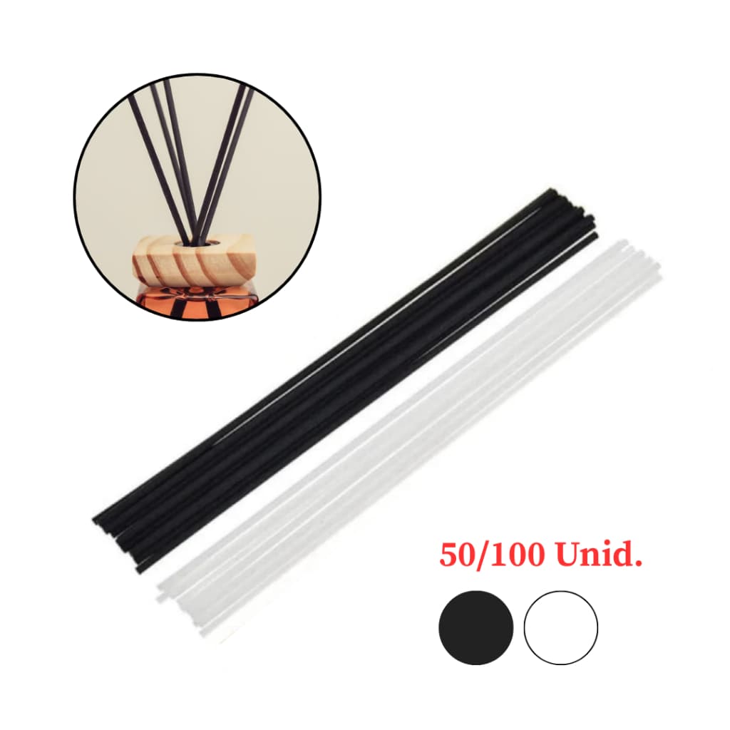 Vareta de Fibra de Algodão 20cm para Difusor de Aromas. 50/100 Unidades. Branco e/ou Preto