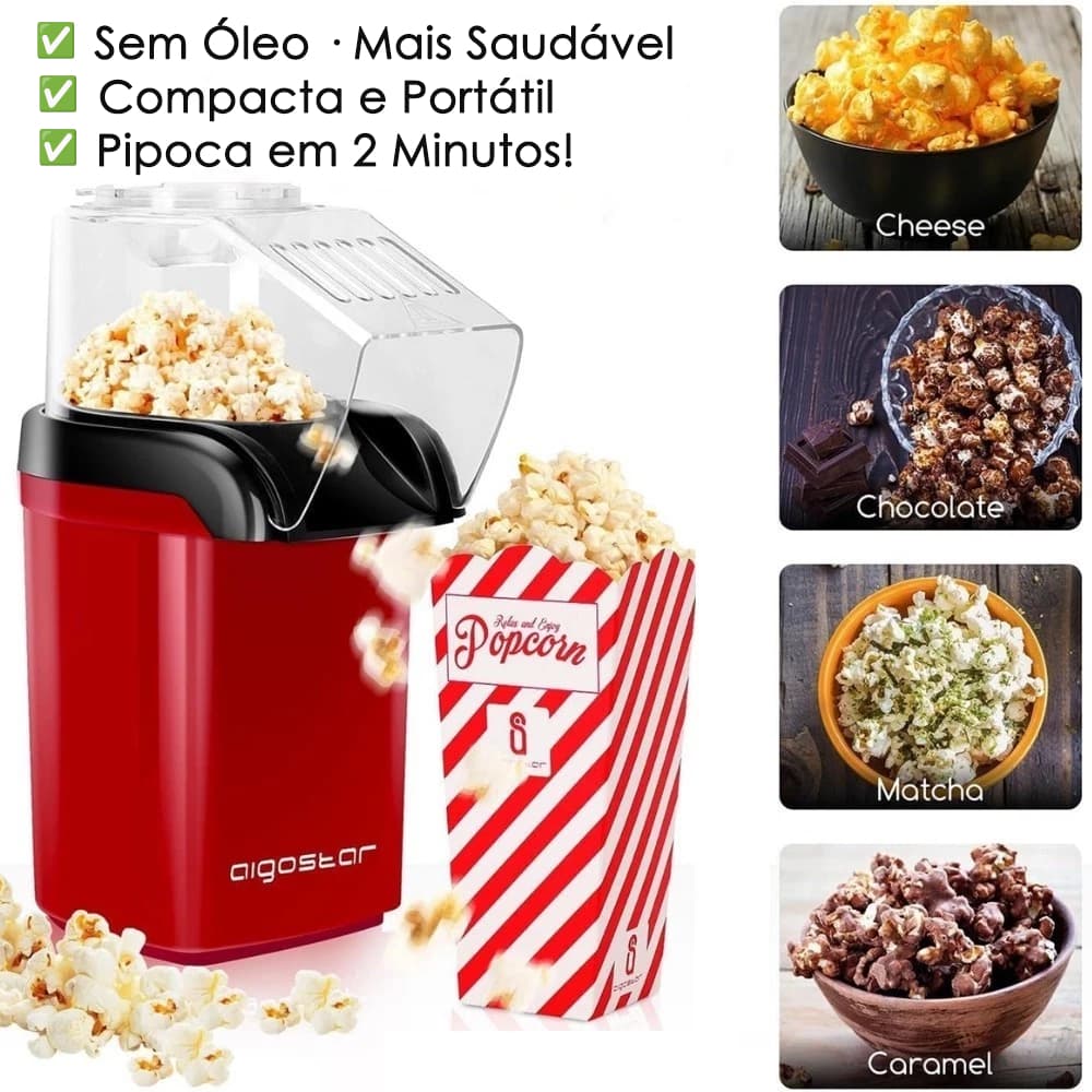 Máquina de Pipoca Elétrica Sem Óleo, Estilo Compacto Portátil, Pipoca Saudável Rápida para Casa e Festa