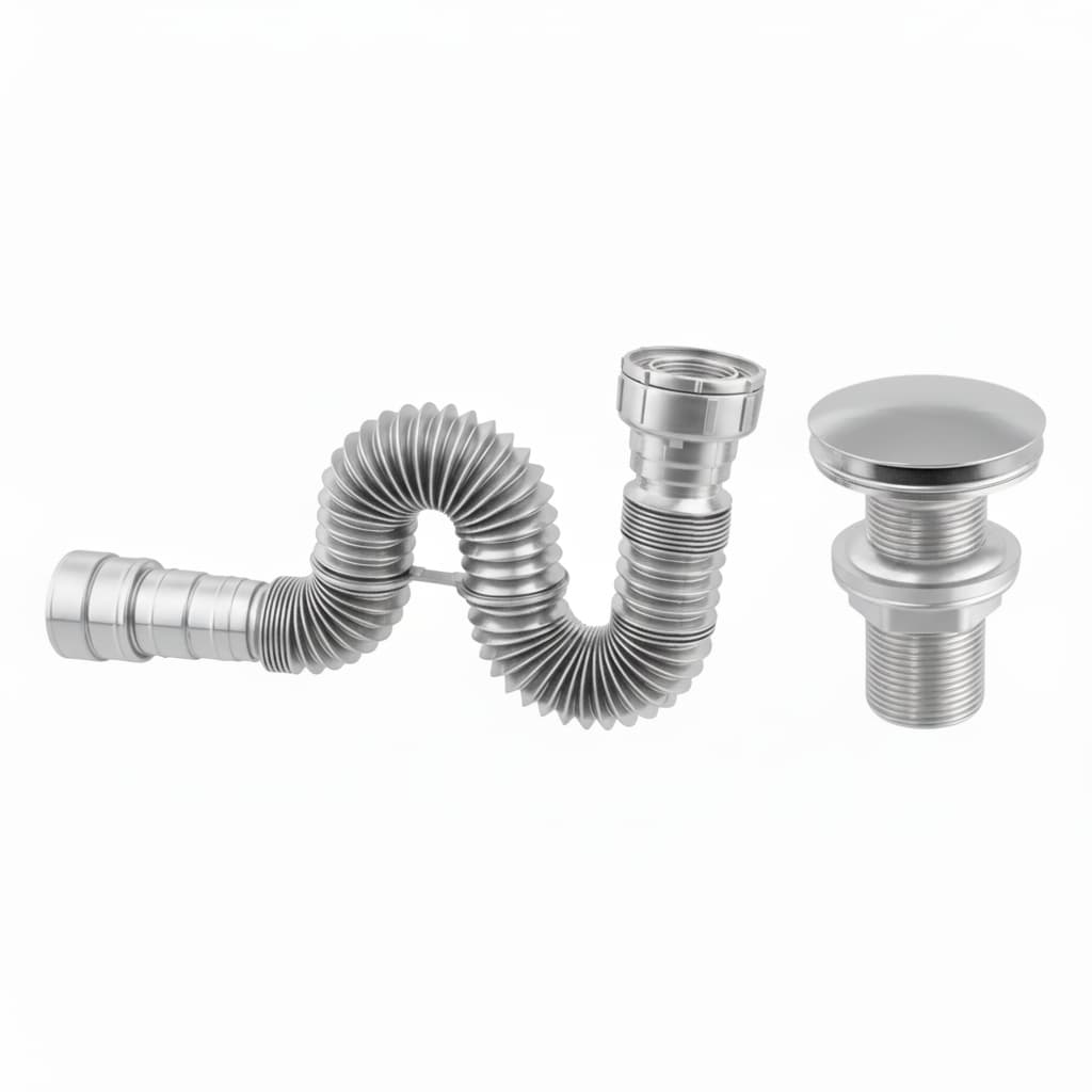 Kit Banheiro Válvula Lavatório 7/8 + Sifão Universal Extensível Cromado