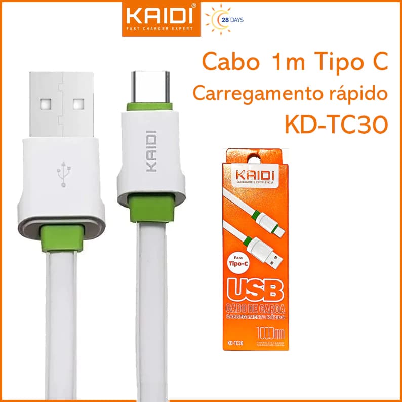 Cabo Carregamento USB para Tipo C 1m Kaidi KD-39C