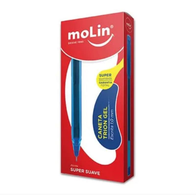 Cx com 12 Canetas Gel Trion 1.0 mm Azul - Molin