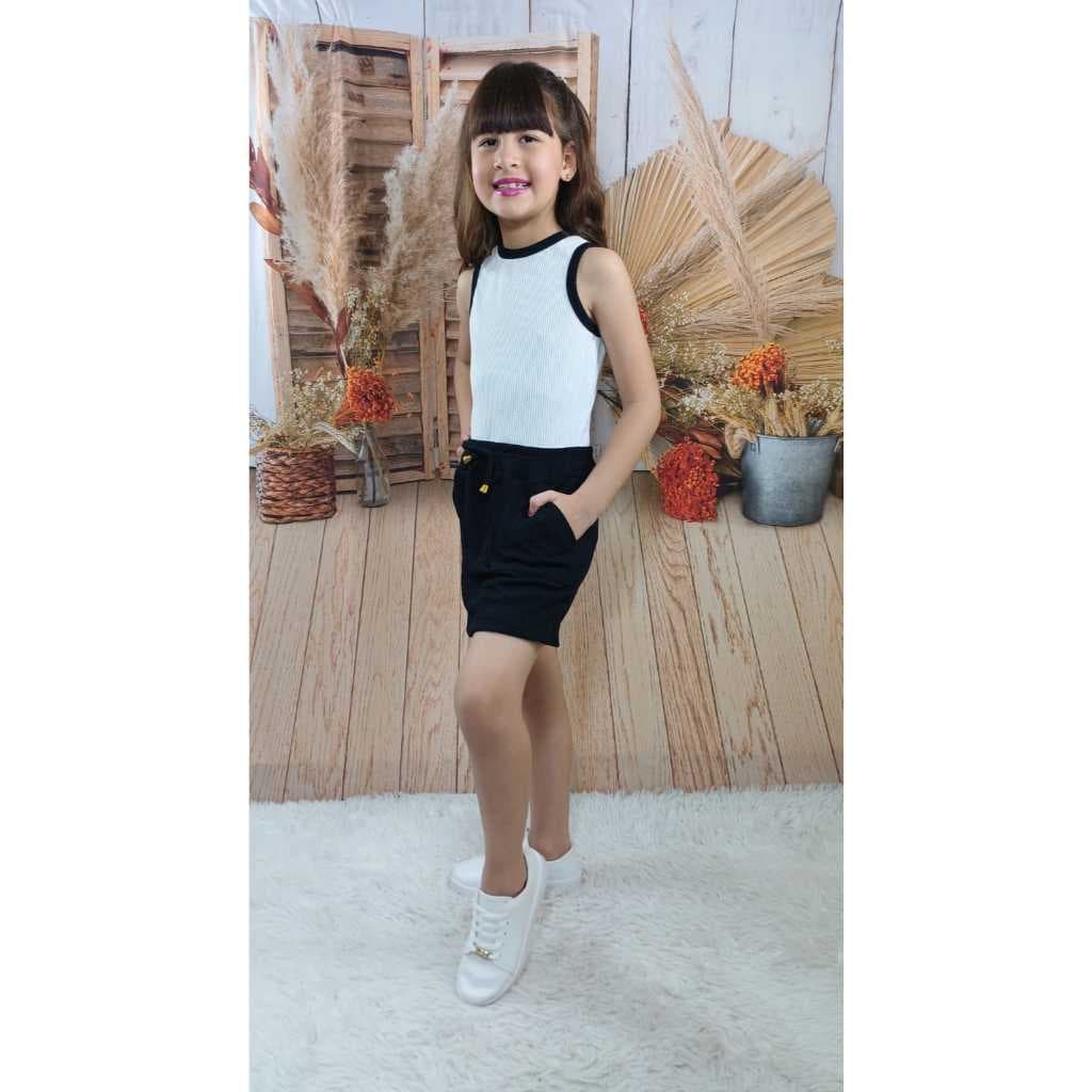 conjunto short saia infantil
