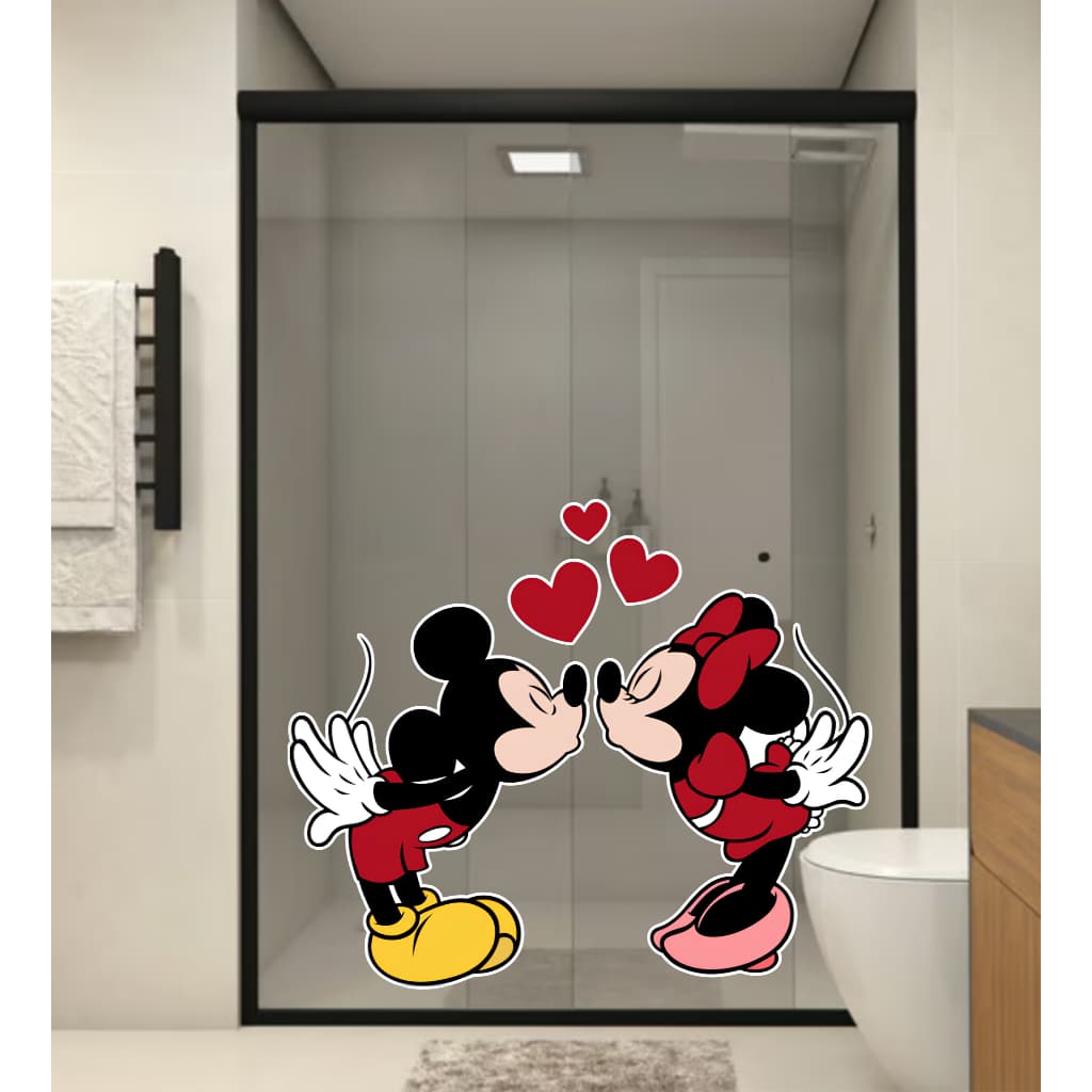 Adesivo Mickey e Minnie Para Box Parede Geladeira