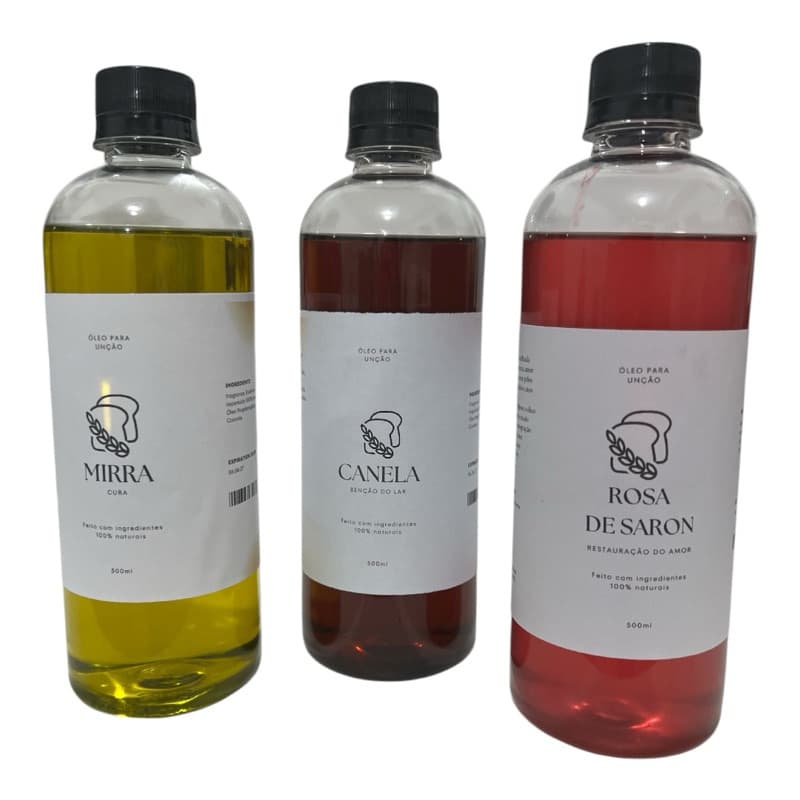 Óleo de Unção Mirra, canela, rosas, nardo ou balsamo - 500 ml CHEIRO FORTE MARCANTE