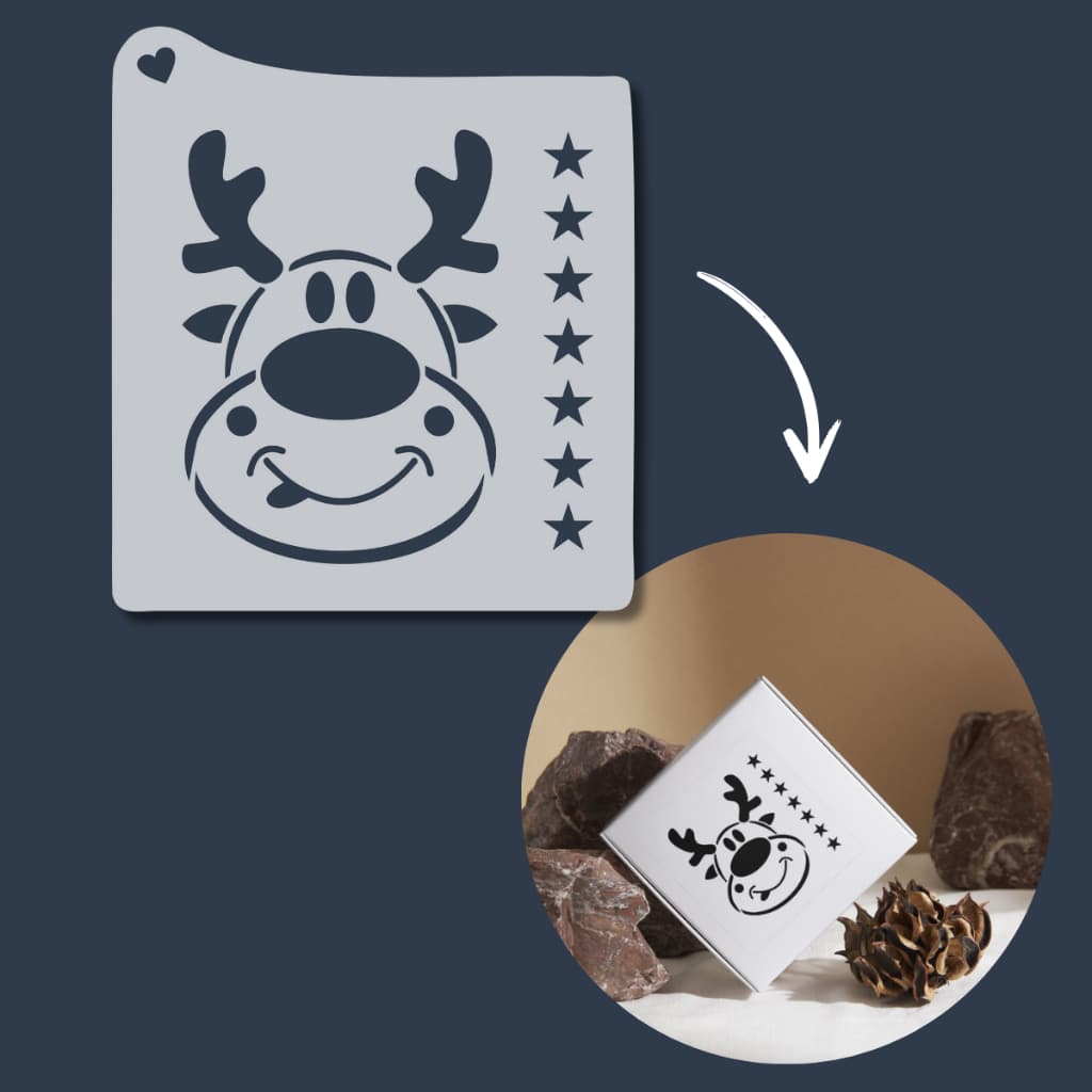 Stencil Rena Natal Papai Noel Molde para pintura vazado em Tecidos, Pano de Prato, Decoração
