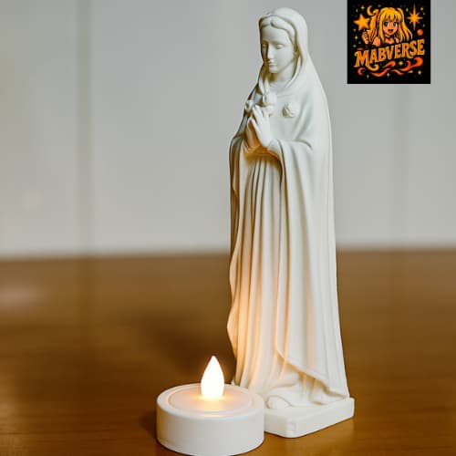 Imagem de nossa senhora das graças com vela artificial (material de plástico)