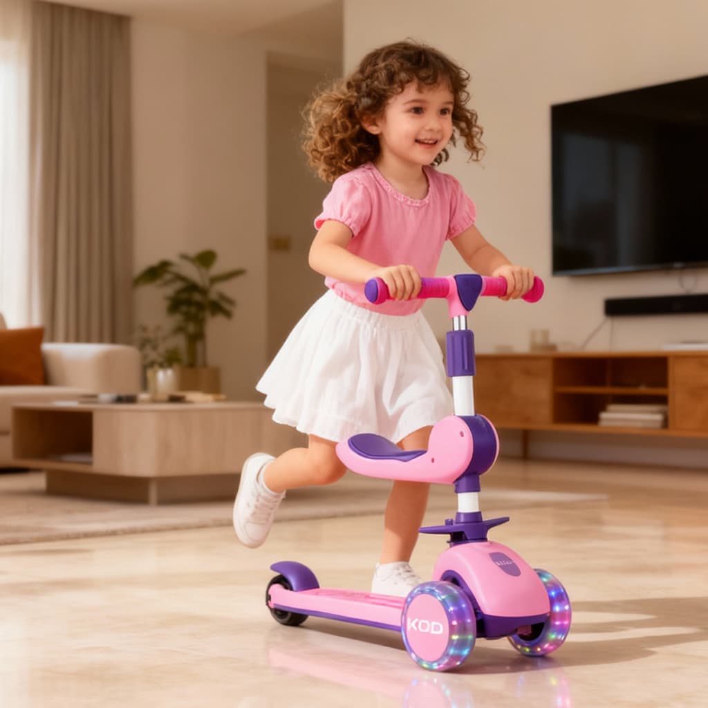 Scooter 3 em 1 para Crianças 2-6 Anos - Pedal, Banco, Luzes LED e Rolamento de Aço, Unissex P15