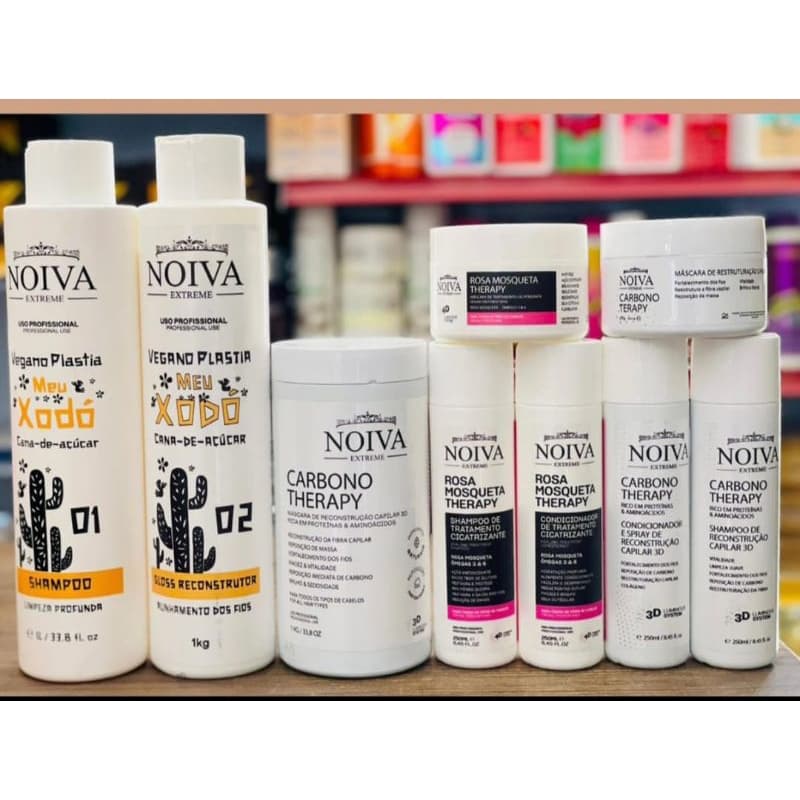 Combo Selagem Noiva Extreme xodó 1 l, kit rosa mosqueta, kit carbono e máscara carbono 1kg