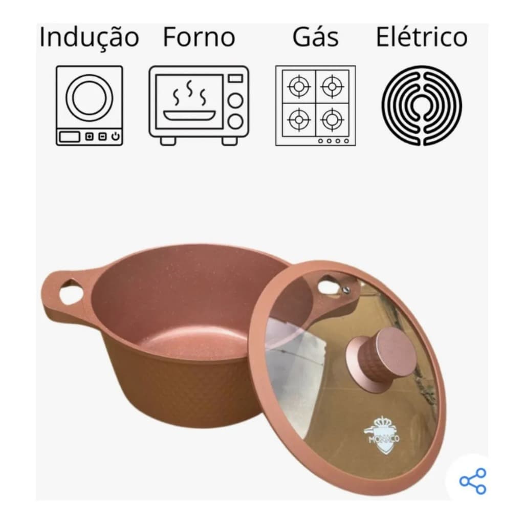 Panela Mônaco em Cerâmica 7 Camadas, Antiaderente, Premium Venda Unitária Alta Resistência e Moderna
