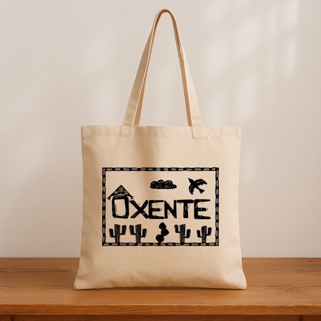 Ecobag Oxente Nordestina | Bolsa Algodão Cru Estampa Mandacaru Sertão