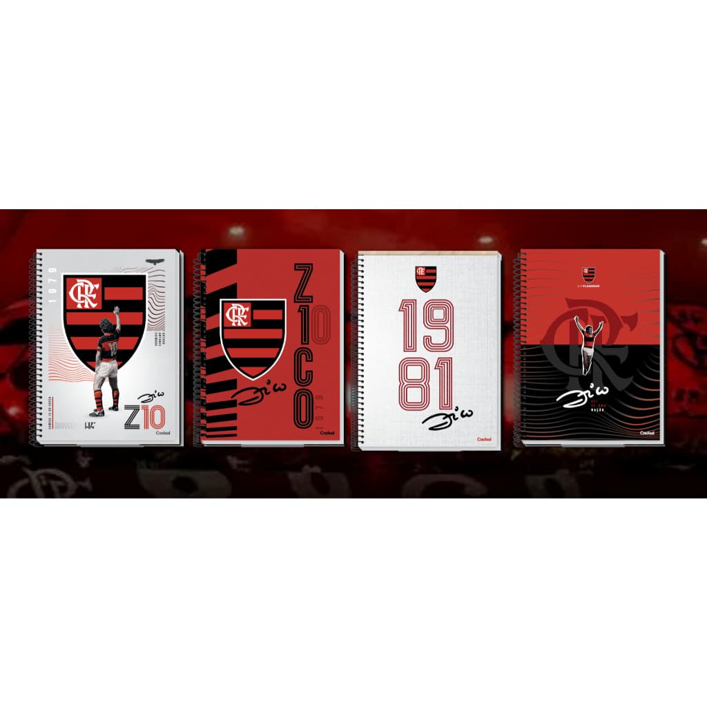Caderno Universitário Zico Flamengo 1 Matéria 80 Folhas Credeal