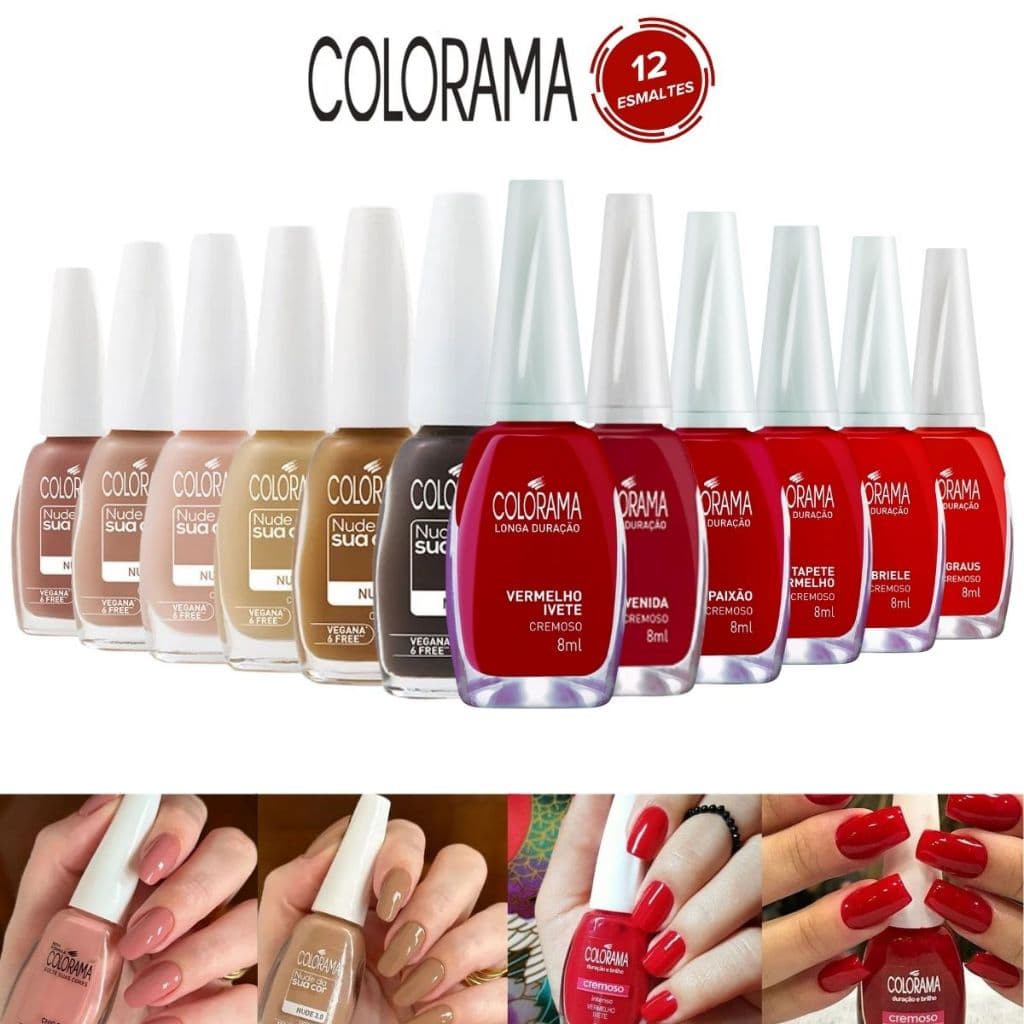 Esmalte Colorama Kit Com 12 Cores Vermelho E Nude para unhas Atacado Manicure