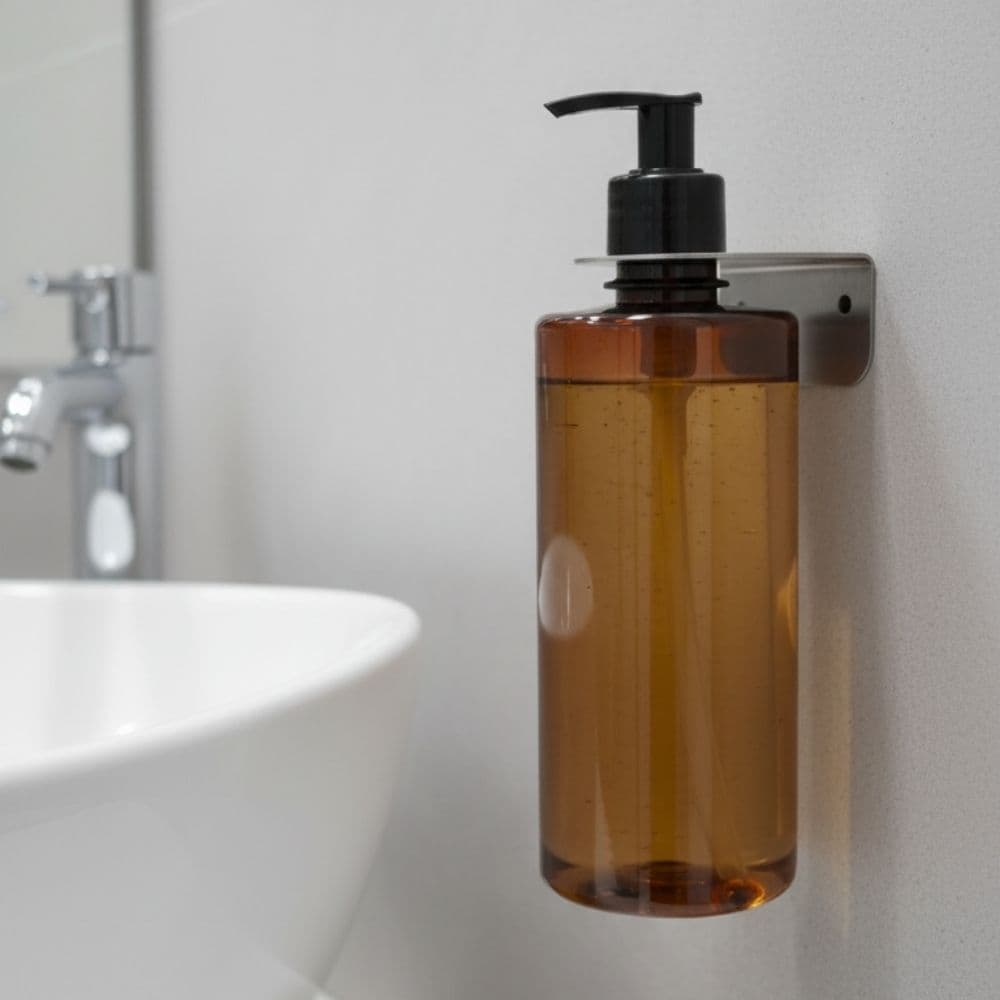 Suporte Parede Creme Sabonete Shampoo Banheiro Recepção Aço Inox 304 Com e Sem Frascos Dispenser