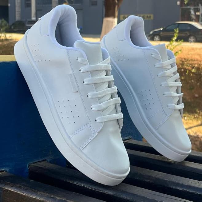 tenis casual masculino branco social top confortavel ideal para dia a dia