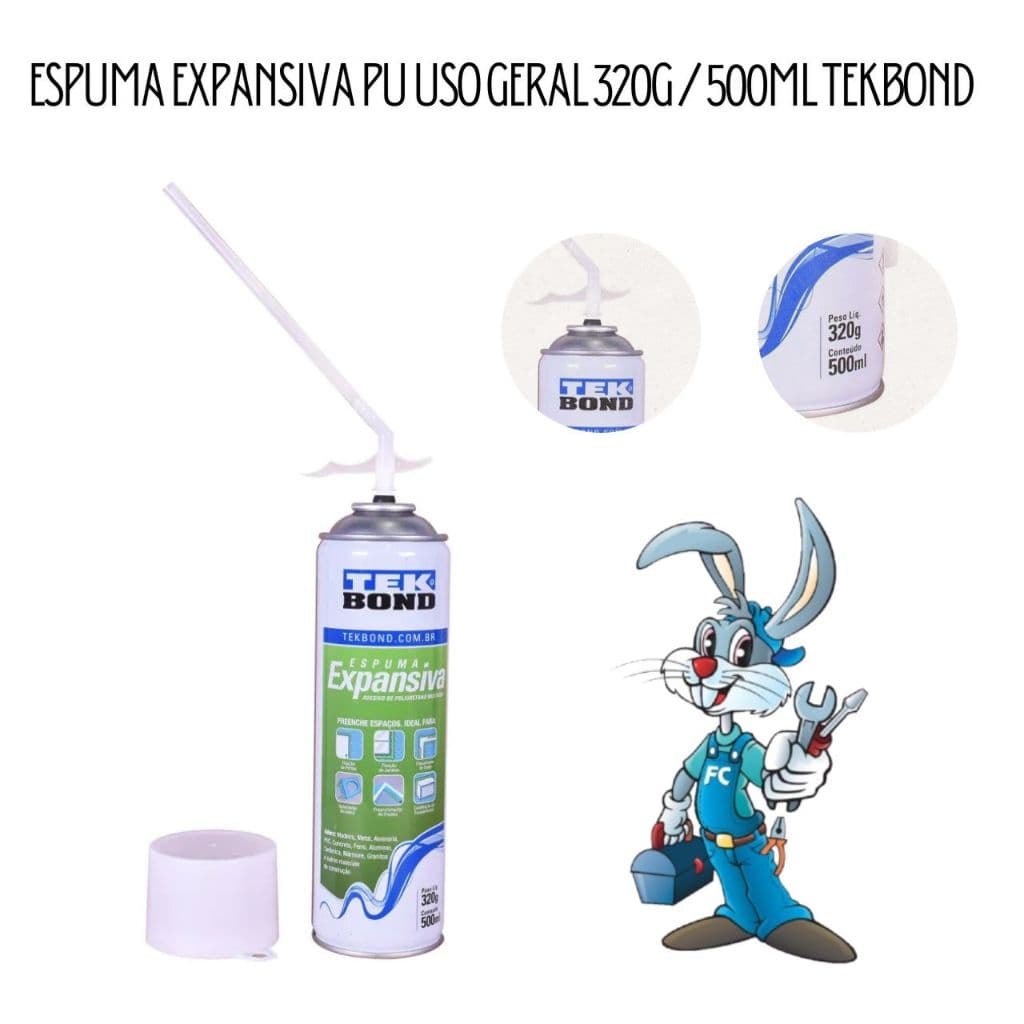 Espuma Expansiva PU Uso Geral 320G / 500ML Tekbond - cód 33045