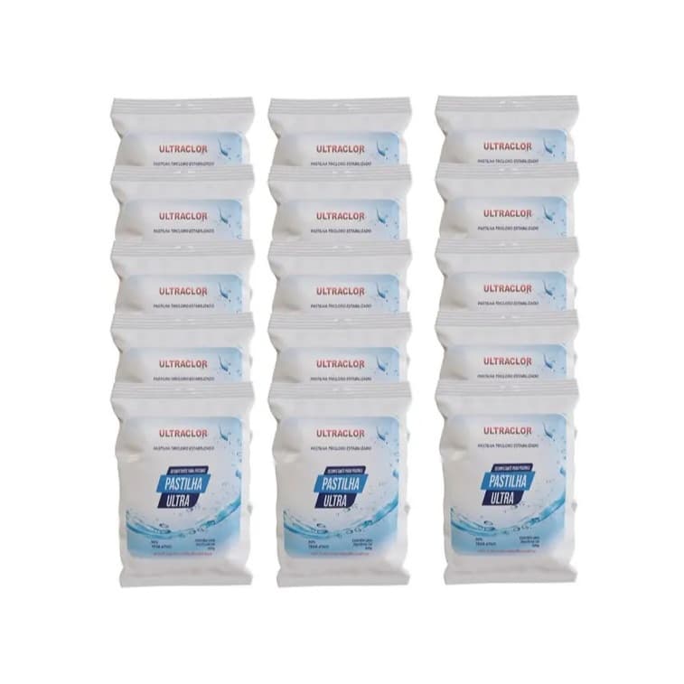 Kit 15 Pastilhas De Cloro Tablete 200g Para Piscinas Ultraclor