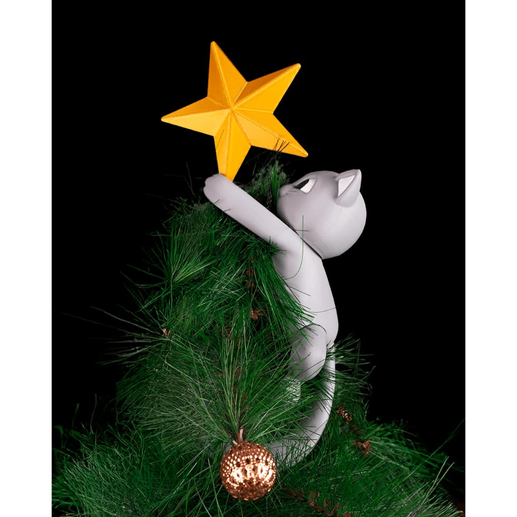 Topo de Árvore de Natal Gato - Meowy Christmas - Decoração Natalina Impressa em 3D - STLFlix