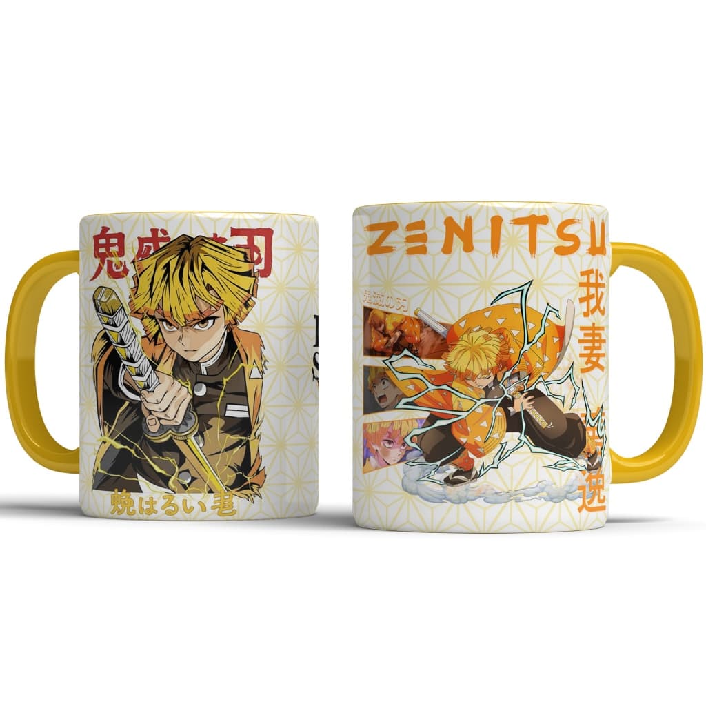 Caneca Zenitsu - Kimetsu no Yaiba Demon Slayer - Caneca de Porcelana Personalizada - Presente Geek