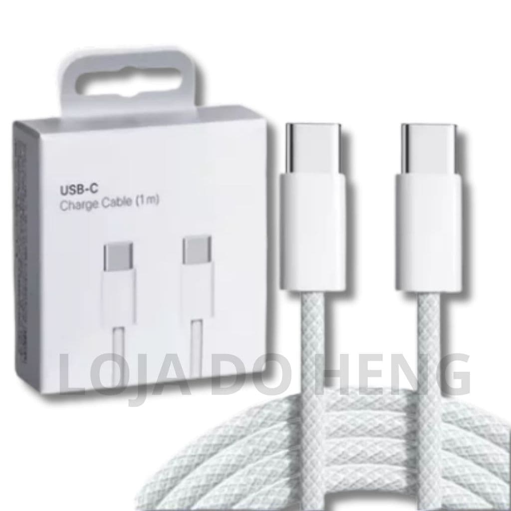 Cabo Tipo C 60W PD USB-C (1 Metro)  Reforçado Trançado Lacrado IP 15/16/17 PRO/PLUS/AIR