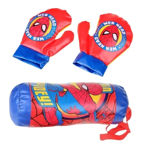 Kit Boxe Treino Infantil Homem-Aranha com Luvas e Saco de Pancada Herói Marvel Etitoys