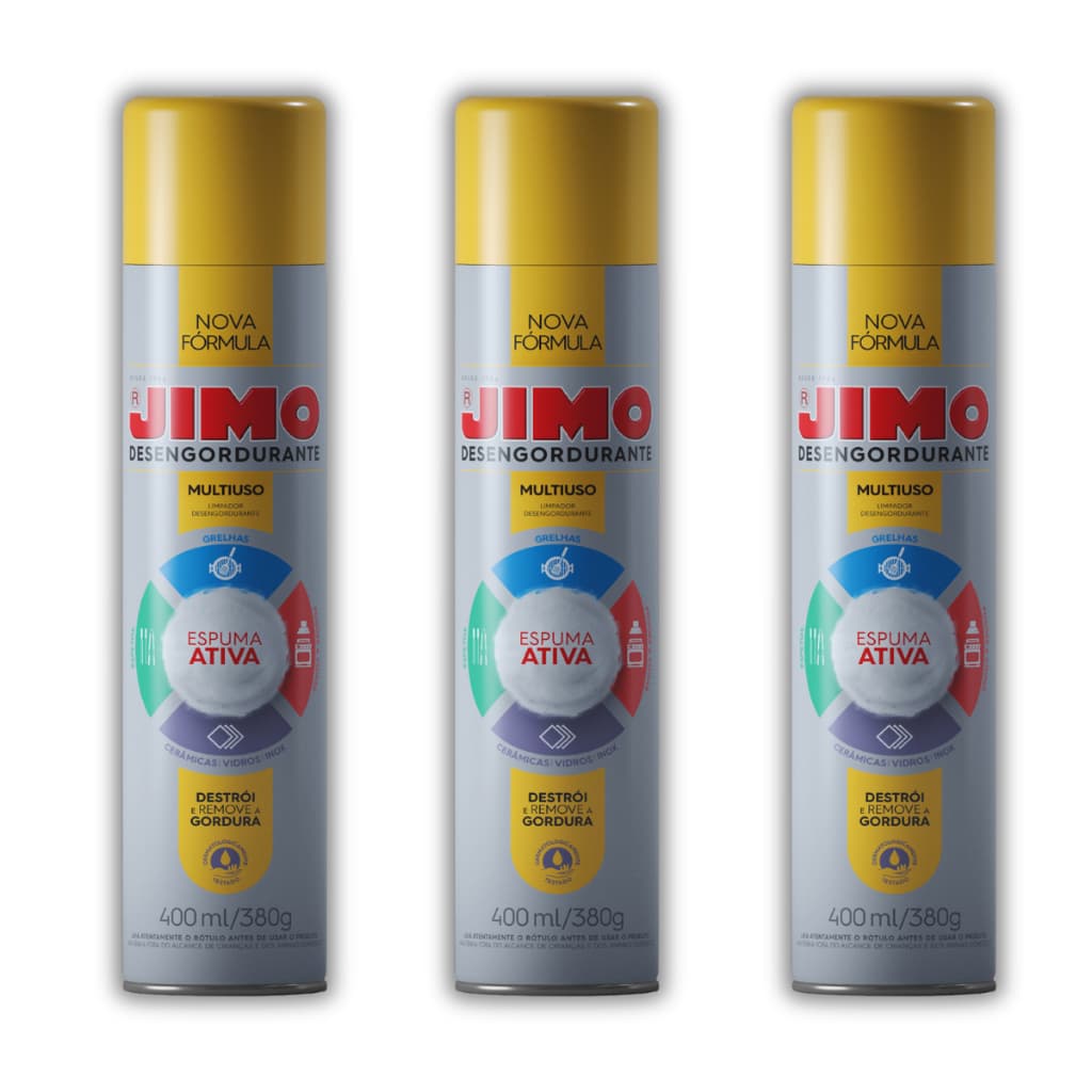 Desengordurante Jimo Kit com 3 de 400ml – Remove Gordura e Sujeira Difícil com Facilidade