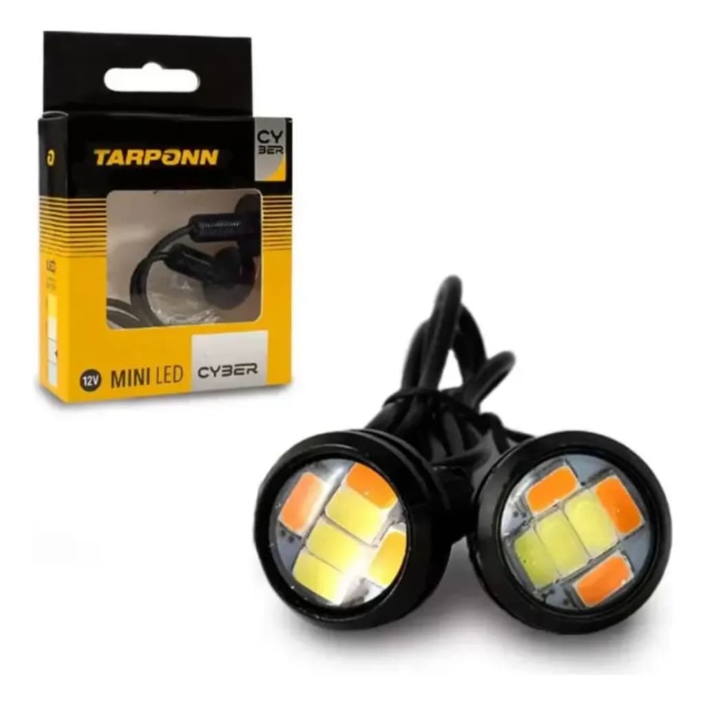 Luz De Grade Caminhonete Offroad Par Led Mini 23mm Universal D2r Ambar Amarelo E Branco