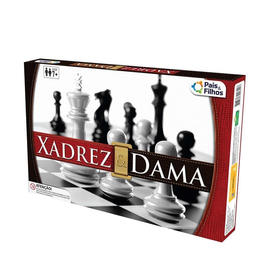 Jogo Xadrez e Dama 2 em 1 Tabuleiro Estratégia Família Crianças Adultos Pais Filhos Brinquedo