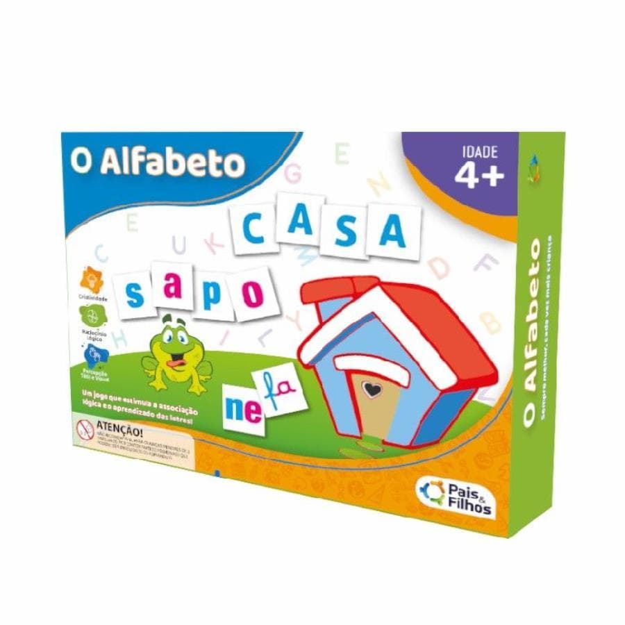 Jogo Educativo O Alfabeto Pais & Filhos Crianças Aprender Letras Brinquedo Pedagógico 4 Anos