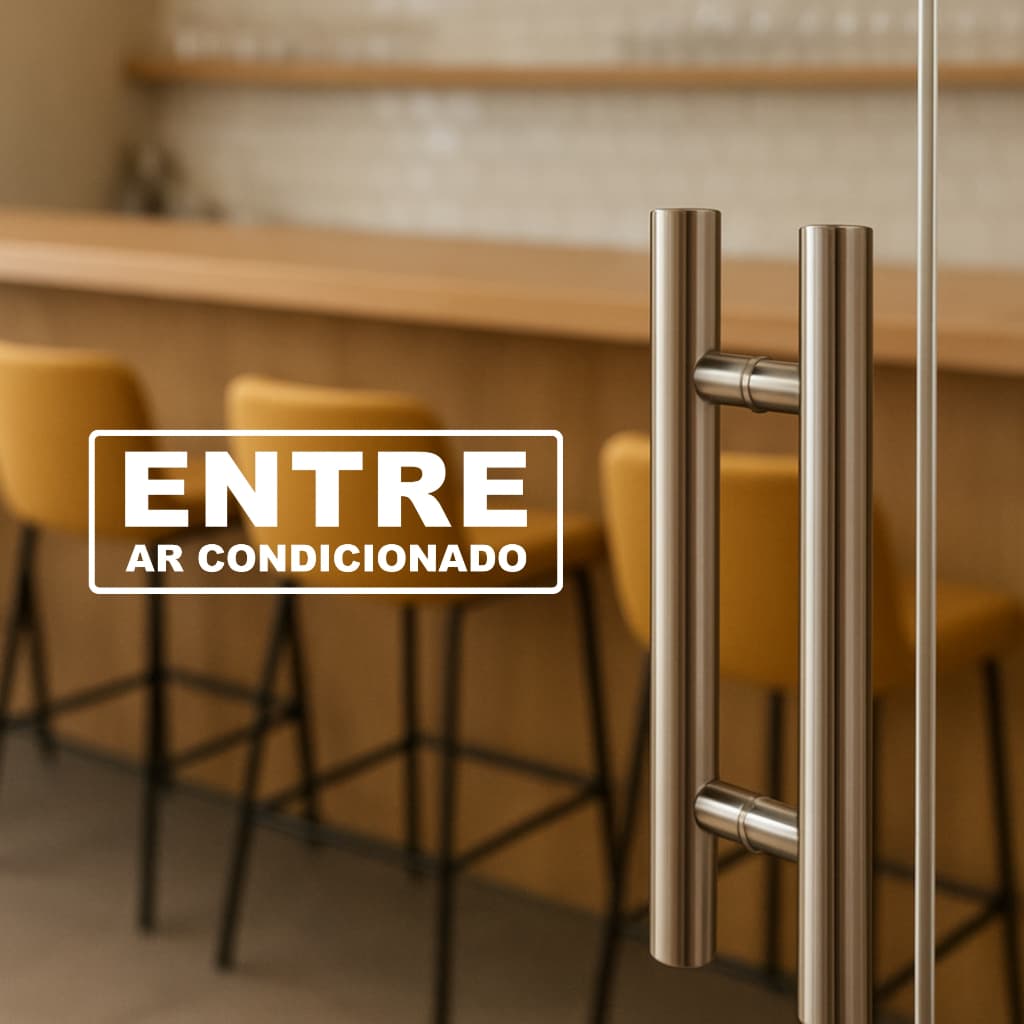 Adesivo Entre Ar Condicionado Para Porta De Vidro 26x9cm Branco