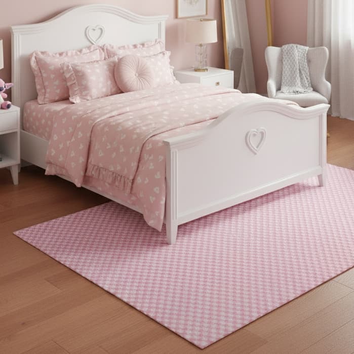 Tapete Infantil Grande antiderrapante 1,40 m X 2,00 m, Quadrados Azul/Rosa 100% Algodão