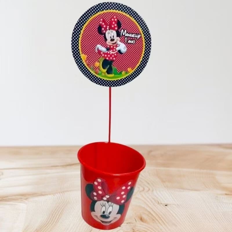 Centro de Mesa Baldinho de Pipoca 3D Personalizado Minie – Lembrancinha Criativa para Festas- Fazemos Todos os Temas
