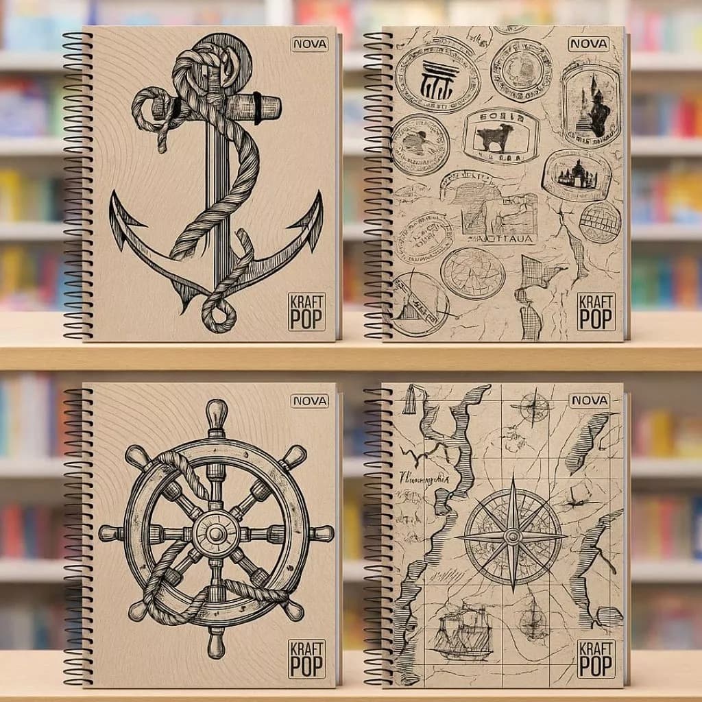 Caderno Universitário Kraft 1 Matéria 80 Folhas Capa Dura Caderneta Anotações e Caderno 1/8 Espiral