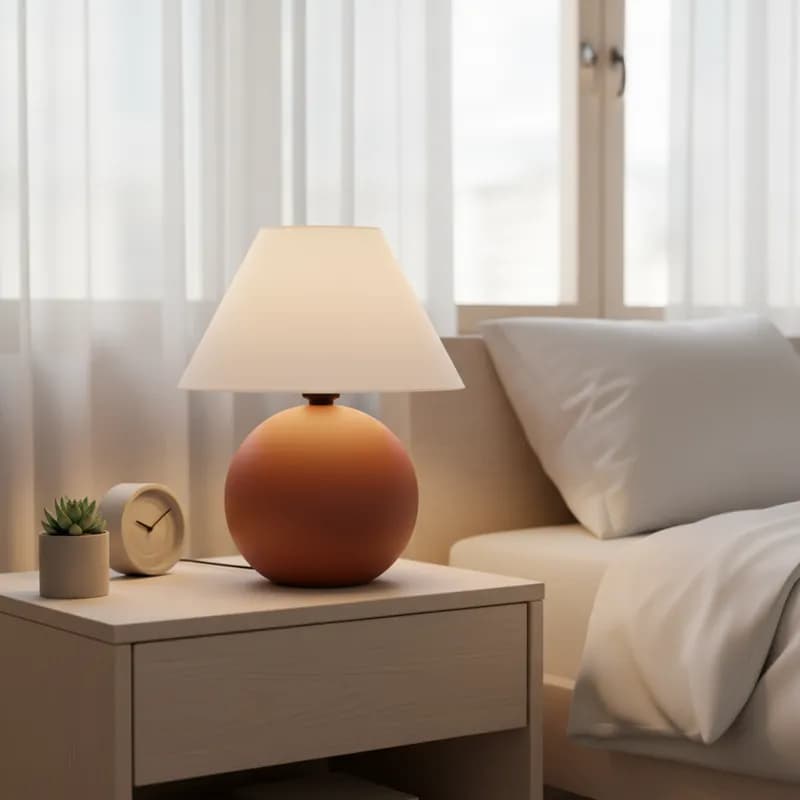 Abajur Luminaria Bola Grande Feito de Cerâmica Cúpula Quarto Sala Escritório Varias Cores Decoração