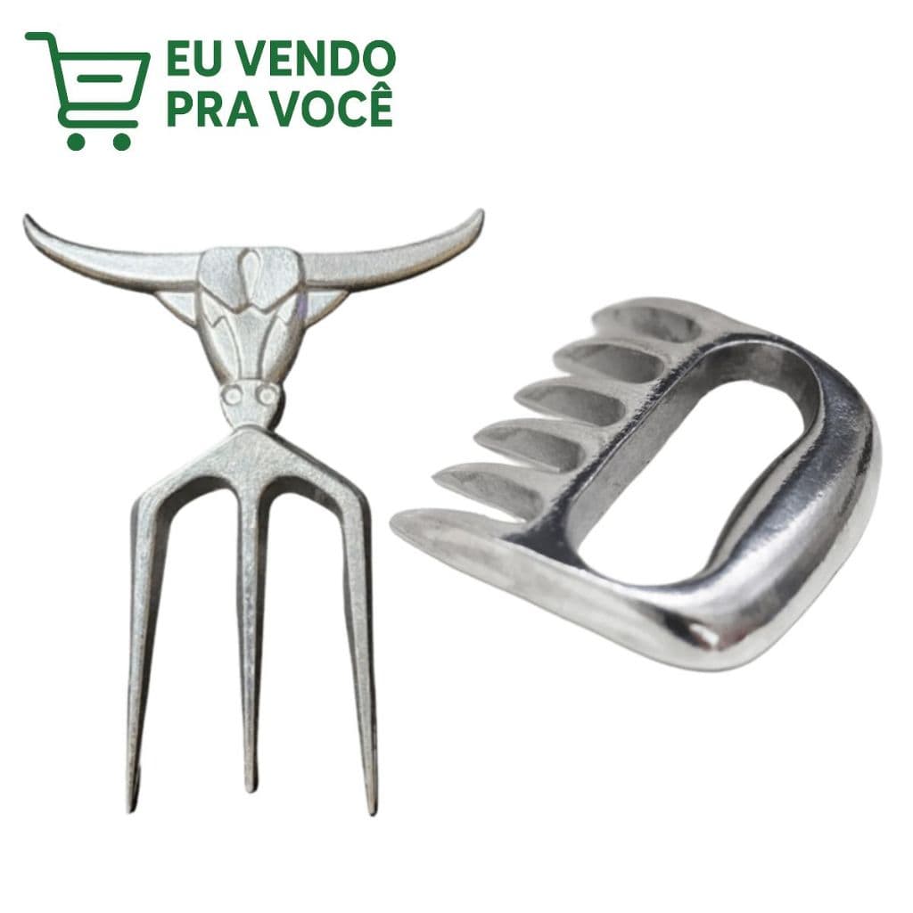 Garfo Churrasco Kit Garra de Urso e Tridente Boi