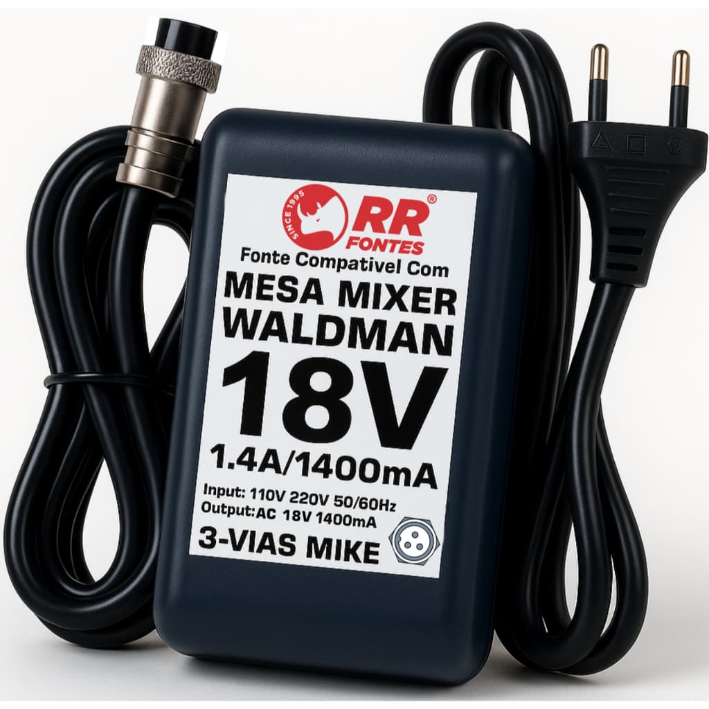 Fonte AC 18V 1.4A Para Mixer Mesa de Som Waldman