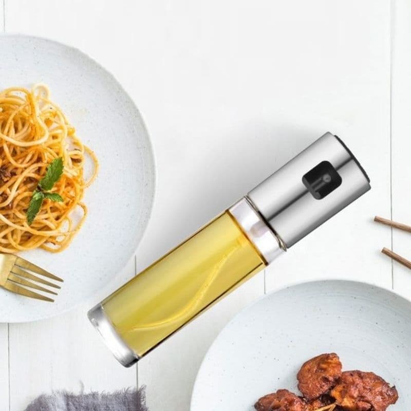 Spray Pulverizador de Azeite e Vinagre de Vidro – Refil, Anti-Gotas, Cozinha Saudável e Prática
