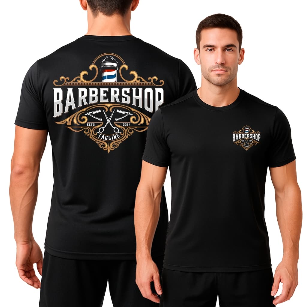 Camiseta Barbeiro Profissional Uniforme Barbearia Masculina Estilosa Trabalho Dry Fit Mod2