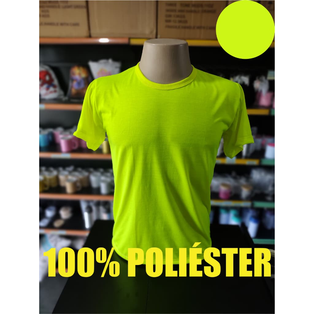 Camisa Amarelo Neon Fluorescente 100% Poliéster Sublimação Adulto e Infantil Brilha na luz negra LISA SEM ESTAMPA