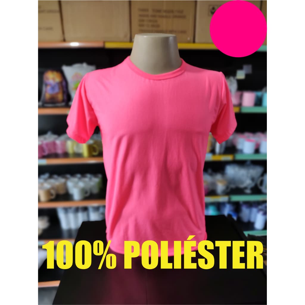 Camisa Rosa Neon Fluorescente 100% Poliéster Sublimação Adulto e Infantil Brilha na luz negra LISA SEM ESTAMPA