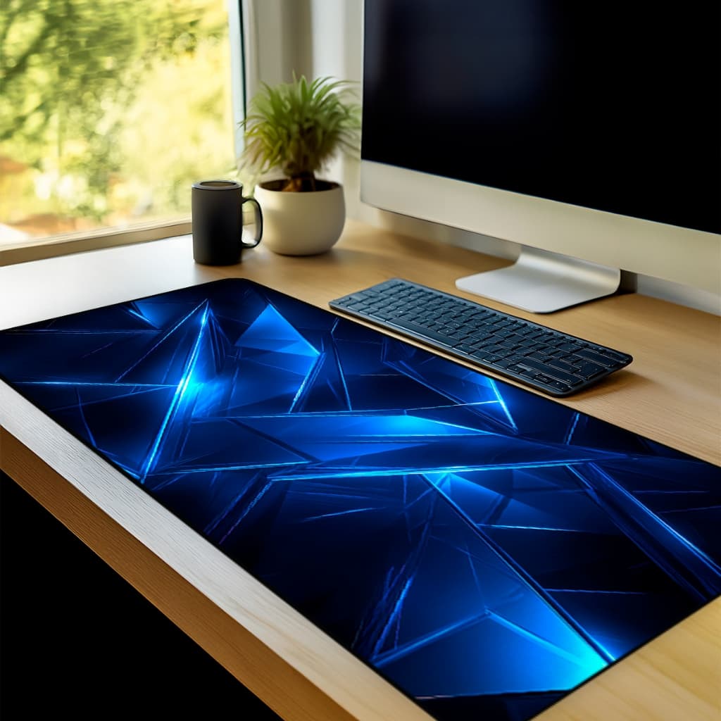 Mouse Pad Grande Gamer Premium Antiderrapante Diversos Tamanhos Tema Azul Borda Costurada