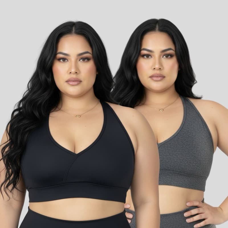 KIT 2 TOP TELA Plus Size confortável sem bojo academia e casual básico decote nas costas sustentação