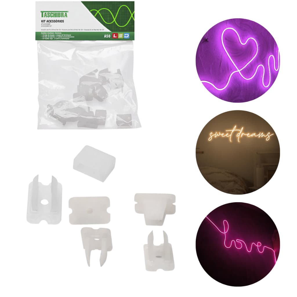 Kit Acessório de Fixação Para Fita de Led Neon Flexível Presilha Taschibra