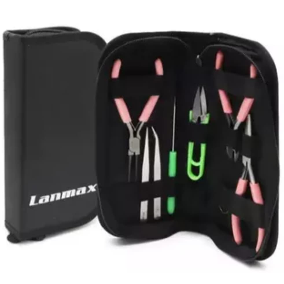 Kit 8 Peças Alicate e Pinça para Bijuterias Lanmax com Estojo – Ferramentas, Artesanato, Joias