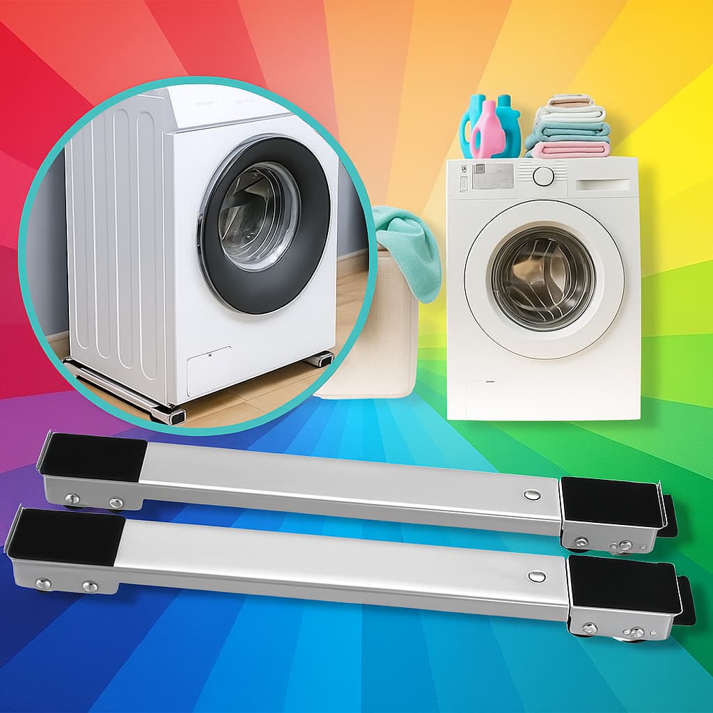 Base Suporte Ajustável c/ Rodinhas p/ Máquina de Lavar Geladeira Fogão Carrinho Reforçado até 200 kg