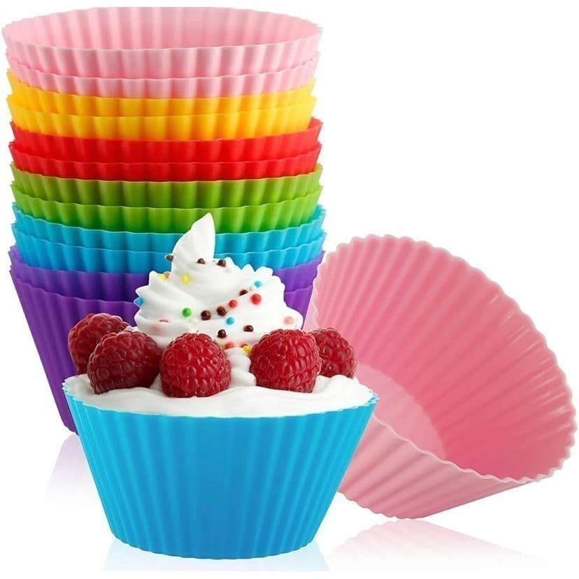 Conjunto com 12 Forminhas de Silicone Redondas | Mini Formas para Cupcake, Muffin e Doces  PRONTA ENTREGA
