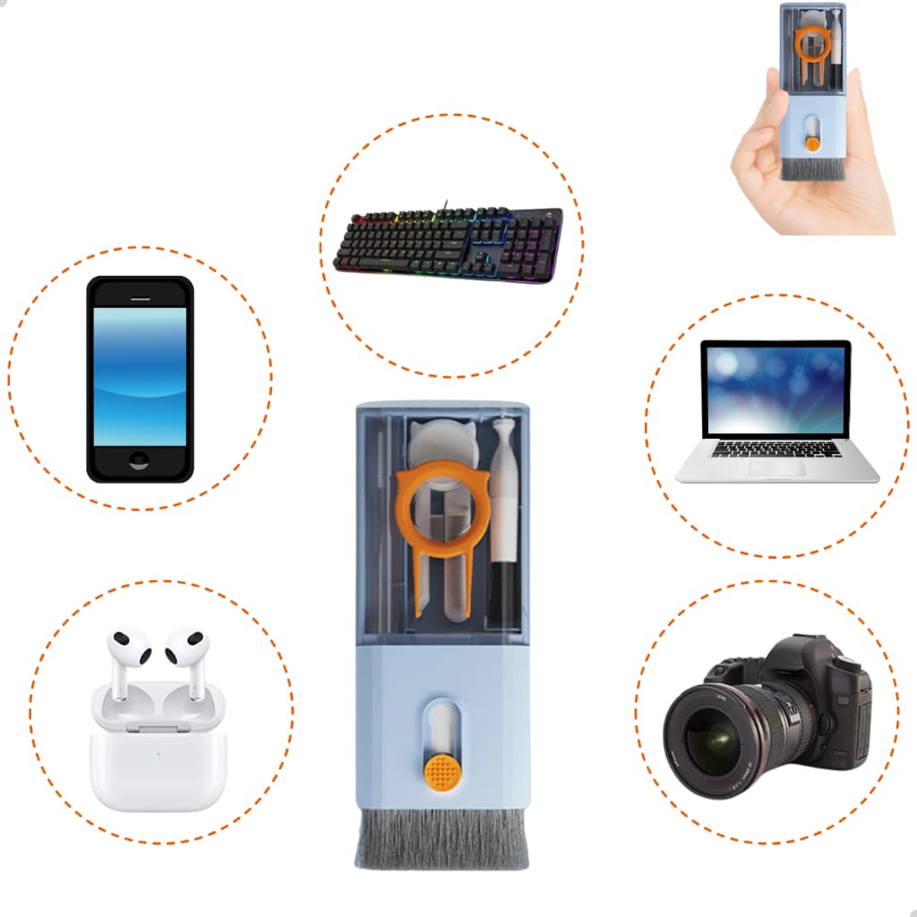 Escova De Limpeza Multifuncional Teclado Pc Limpador Fone De Ouvido 7 Em 1