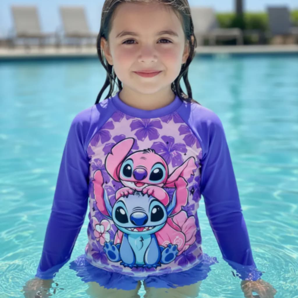 Roupa de Praia Piscina Banho Menina Proteção UV 50+ Infantil Térmica Personagens Veste 1 a 8 Anos
