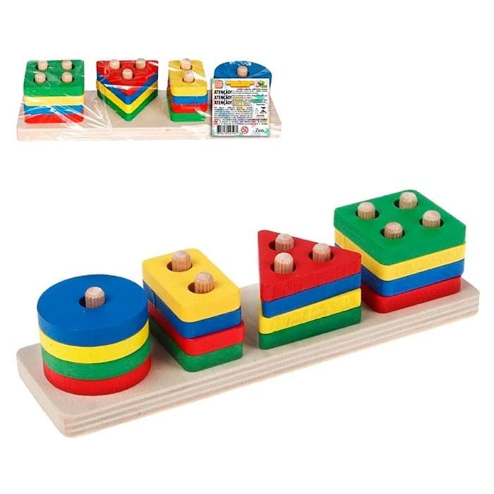 Brinquedo De Madeira Educativo Encaixe Formas Geométricas