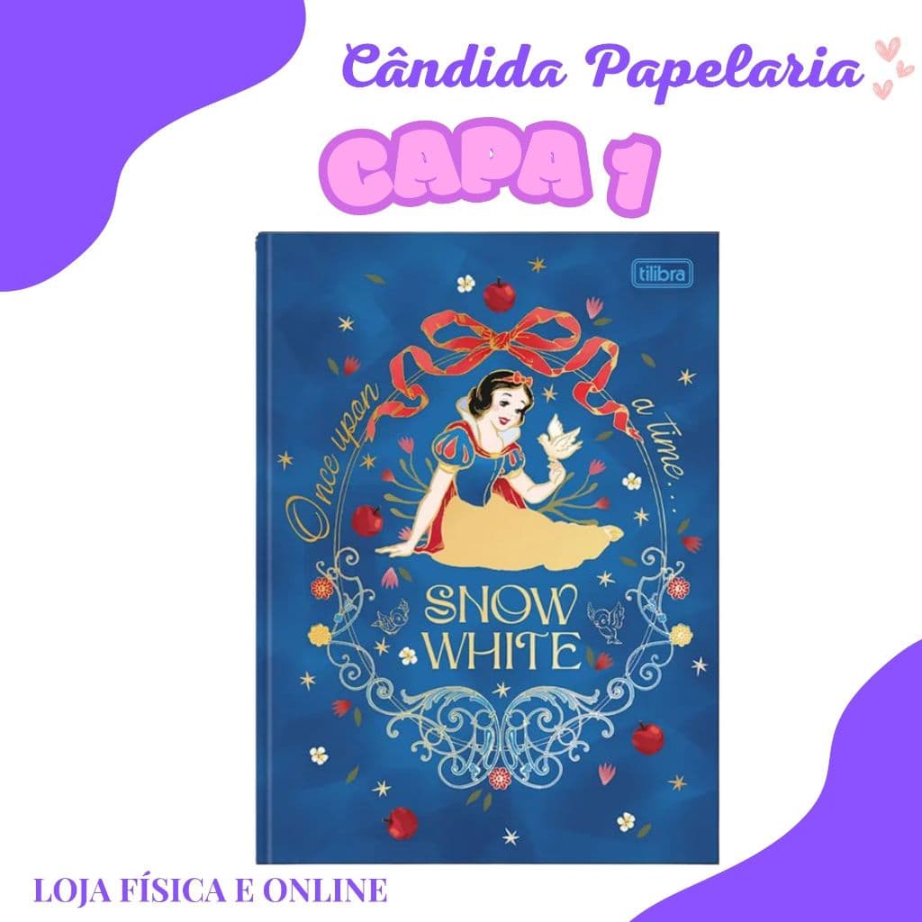 Caderno Brochura Capa Dura Colegial Branca De Neve 160 Folhas - Tilibra