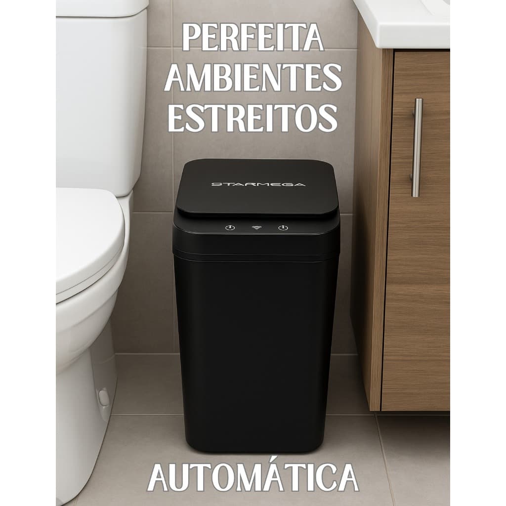 Lixeira Automática Com Sensor de Movimento e Vibração 13L Para Banheiro Cozinha e Escritório